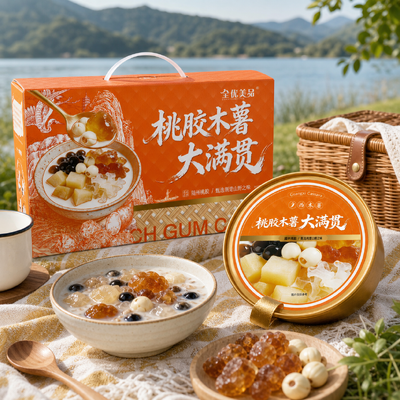 acheter Pêche Gomme Tapioca Grand Bol Dessert Faible Sucre Collagène Naturel Collation Saine Instantanée fabrication en ligne